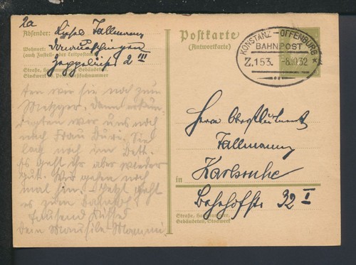 Bahnpost antwort ganzsache - bahnpost,